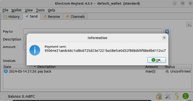 Electrum Payment Sent