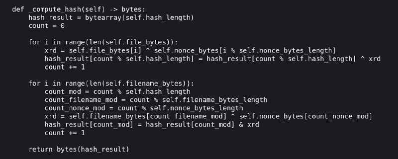 _compute_hash function in the FrostbiteHashLib.py file