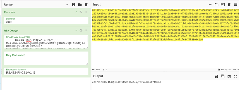 RSA decryption of the encryptedkey